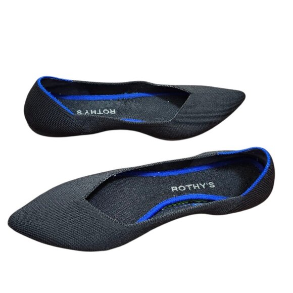 Rothy’s “THE POINT” Black Knitted Pointed Toe Slip On Flats Women’s Size 9 W - Picture 7 of 15